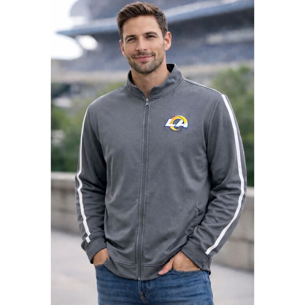 Los Angeles Rams‎ NFL Full Zip Jacket Mens XL Gray Track Jacket Team Apparel